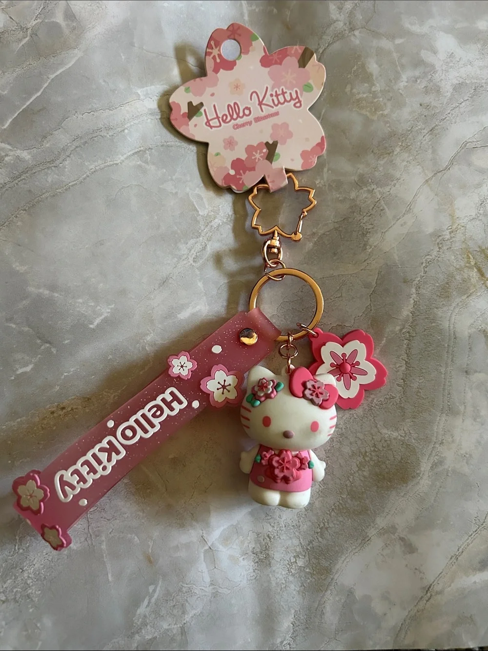 Hello Kitty Pink Floral Keychain Charm